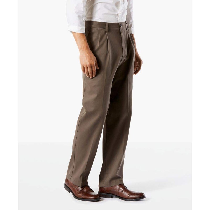 Dockers Men's Classic Fit Easy Khaki Pants-Pleated (Standard and Big & Tall), Dark Pebble, 44W x 28L - Image 2